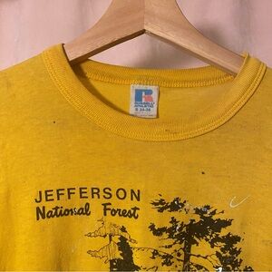 Yellow vintage Jefferson National Forest volunteer 50/50 cotton poly tee